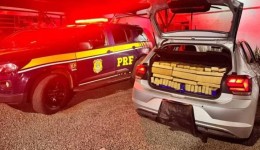 PRF apreende 424 quilos de maconha e prende motorista com carro furtado